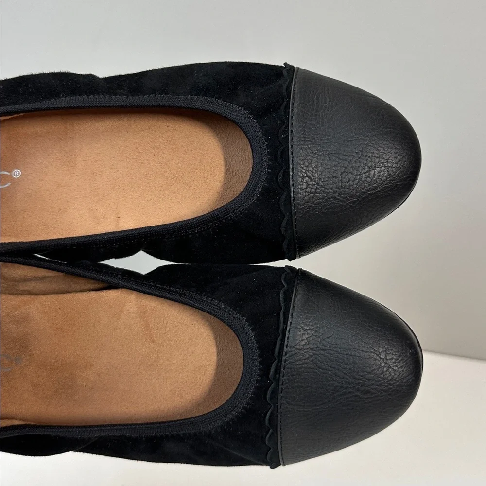 Vionic Prim‎ Tina Cap Toe Ballet Flats Black Size 8